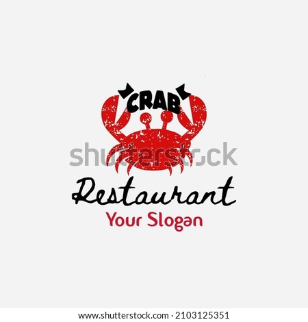 crab vintage restaurant illustration logo design