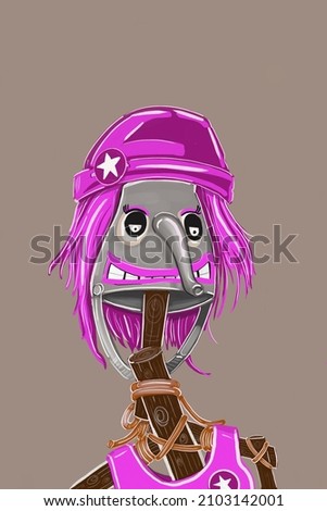 Witch cartoon drawing, ghost, bright color background 