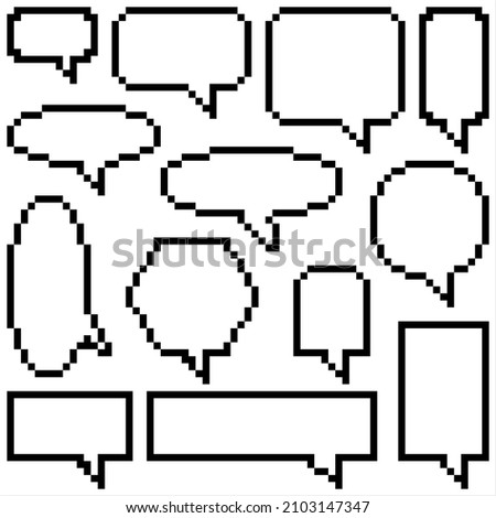 Speech Balloon Pixel Art, Thought, Speech Bubble, Dialogue, Word Balloon, Comic, Graphic Convention, Conversation Cloud Vector Art Illustration, Digital Pixelated Form
