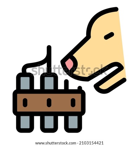 Dog training icon. Outline dog training vector icon color flat isolated
