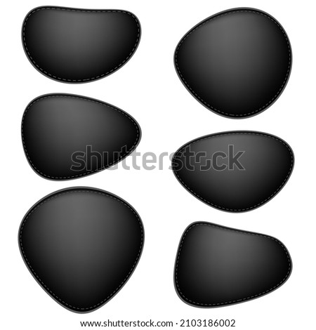 Vector Black Leather Piracy Patches Set Isolated on White Background. Eyepatch for one Eyed Pirate. Royalty-Free Stock Photo #2103186002