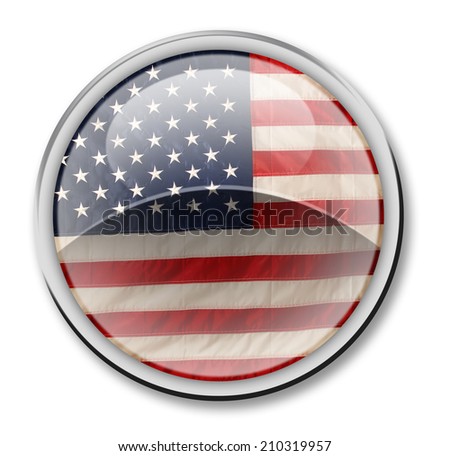 U.S.A. flag button isolated on white