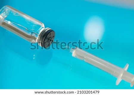 COVID 19 vaccination concept. Healthcare and Medicine. Vaccines and syringes for the prevention, immunization and treatment of corona infection Vaccine against influenza, corona virus. 