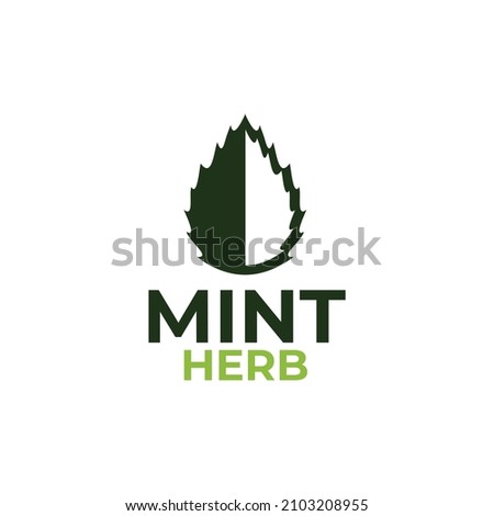 Mint herb leaf vector logo design
