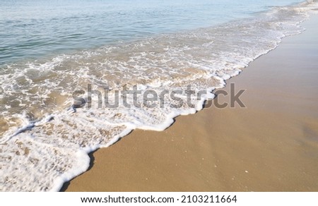 Wave and white form along the sand beach.