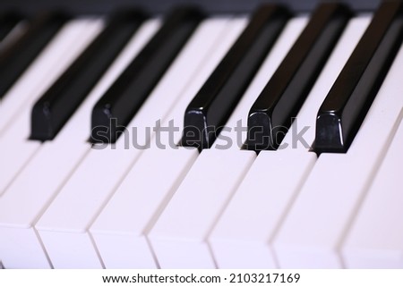 Close up old Piano key for background photo. Selective focus.