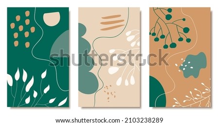 Hand drawn vector cards with leaves. Botanic Design for banner, wedding, poster, invitation, cover, placard, brochure, header.