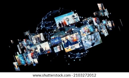 Digital contents concept. Social networking service. Streaming video. communication network.  Royalty-Free Stock Photo #2103272012