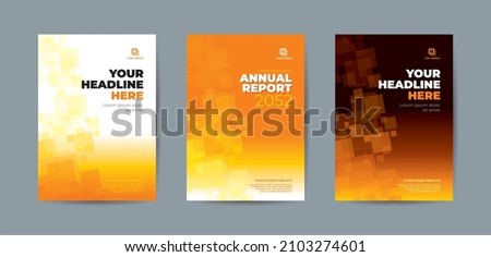 Abstrac random transparant rectangle with bright and dark orange backgound A4 size book cover template for annual report, magazine, booklet, proposal, portofolio, brochure, poster