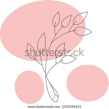 branch plant with leaves natural foliage garden .Eco natural design concept, one line, outline drawing, vector illustration.