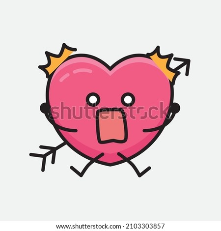 Heart with Arrow Mascot Character Vector Illustration on isolated background