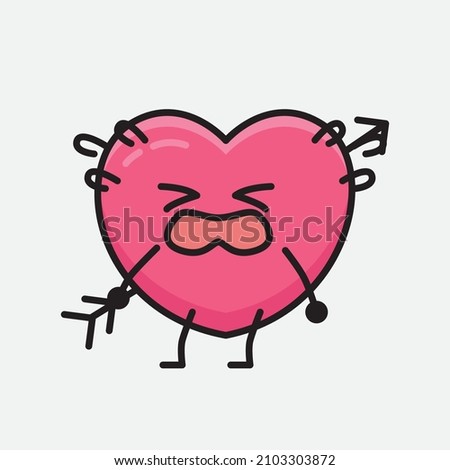 Heart with Arrow Mascot Character Vector Illustration on isolated background