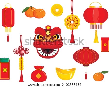 Tết-Vietnamese New Year, Vietnamese Lunar New Year or Tet Holiday. A collection of illustrations about the celebrating Lunar New Year. 