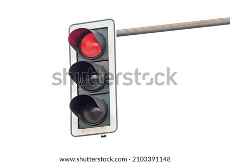 traffic light shows red against gray background