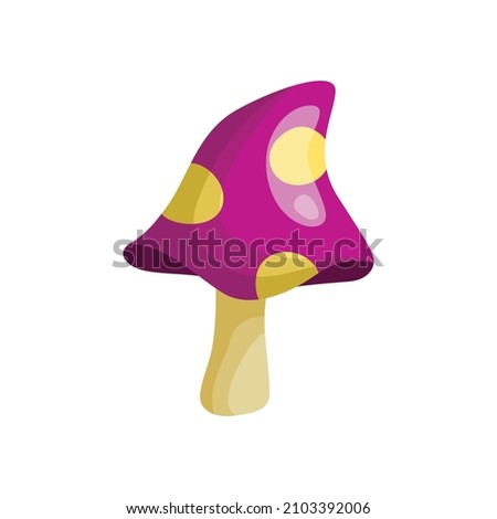 Isolated cartoon illustration of magic fairy poisonous mushroom.