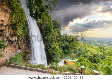 Beautiful view of famous Edessa waterfalls. Greece.