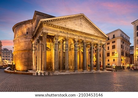 Rome, Italy at The Pantheon, an ancient Roman Temple dating from the 2nd century. Royalty-Free Stock Photo #2103453146