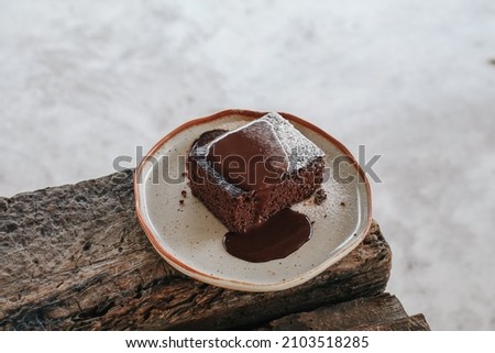 Delicious chocolate cakes with chocolate sauce. Sweet food. Sweet dessert. Close up.