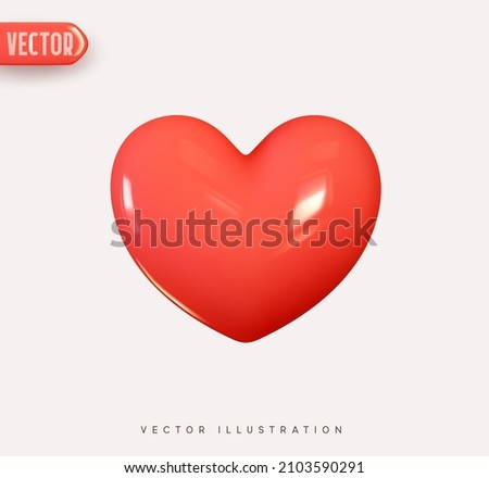 Red heart. Realistic 3d design icon heart symbol love. Vector illustration Royalty-Free Stock Photo #2103590291