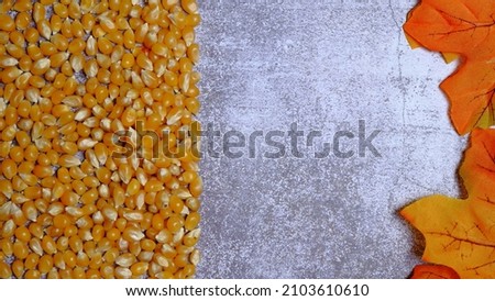 Close up, Corn kernels in a wooden bowl that are ready to be processed into a delicious snack, Good arrangement gives an attractive impression Flat Lay,  Food Photography. Food and beverage concept.