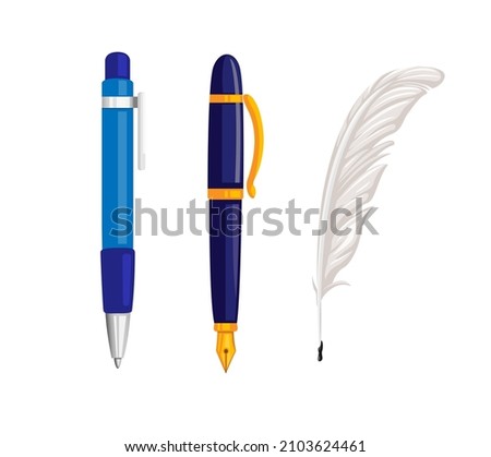 Pen and feather pen collection icon set symbol illustration vector Royalty-Free Stock Photo #2103624461