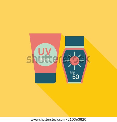 Sunscreen flat icon with long shadow