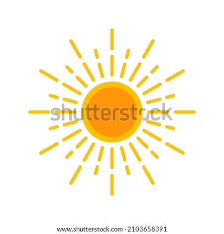 Sun icon. Yellow sunny rays symbol. Trendy vector summer sign