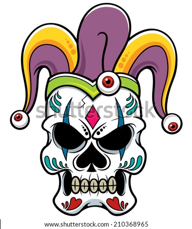 Vector illustration of Joker skull