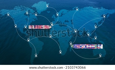 Global business logistics import export and container ship cargo freight communication concept