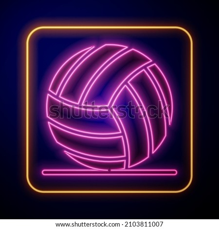 Glowing neon Volleyball ball icon isolated on black background. Sport equipment.  Vector