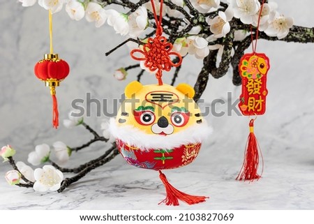 Year of the Tiger Spring Festival material pictures（Translation:Safe and sound,Rich,Well,blessing,as one wishes）