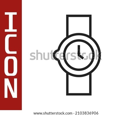 Black line Wrist watch icon isolated on white background. Wristwatch icon.  Vector