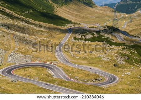 Best road in the world - Transfagarasan, Romania (Top Gear) Royalty-Free Stock Photo #210384046