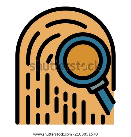 Fingerprint investigator icon. Outline fingerprint investigator vector icon color flat isolated