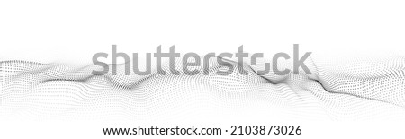 Wave of particles. Digital wave background concept. Abstract technology background. Big data visualization. Vector illustration. Royalty-Free Stock Photo #2103873026