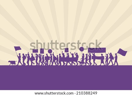 Protest marches silhouette Royalty-Free Stock Photo #210388249