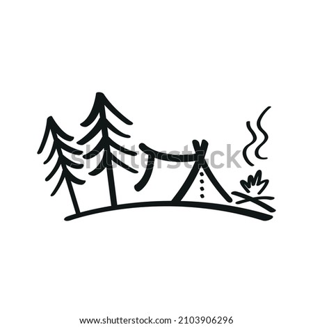 Icon illustrations related to camping. Camping logo design.