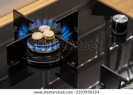Gas rising price, Poland. Picture of PLN on gas stove