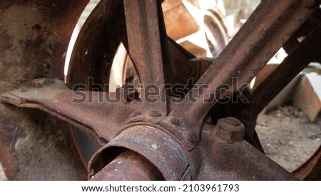 Rustic old metal wheel in California