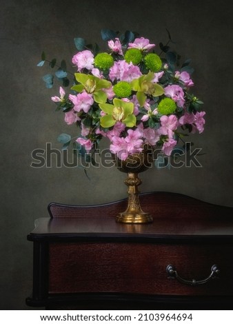 Still life with splendid bouquet of flowers