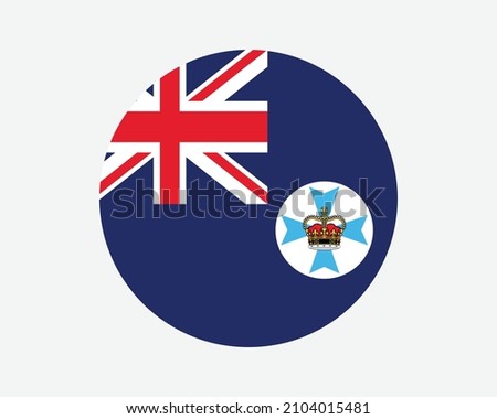 Queensland Round Flag. Qld, Australia Circle Flag. Australian State Circular Shape Button Banner. EPS Vector Illustration