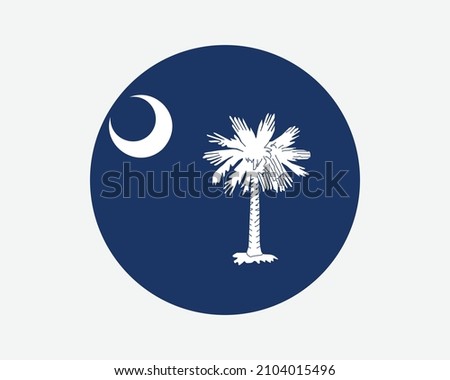 South Carolina USA Round State Flag. SC, US Circle Flag. State of South Carolina, United States of America Circular Shape Button Banner. EPS Vector Illustration.