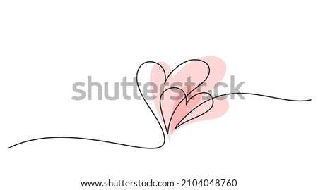 Two Hearts Continuous One Line Drawing. Valentines day concept. Hearts Couple Trendy Minimalist Illustration. Love Minimalist Contour Art. Vector illustration Royalty-Free Stock Photo #2104048760