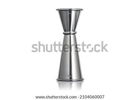COCKTAIL JIGGER DUAL SPIRIT MEASURE CUP Cocktail Shot Measure Stainless Steel 25ml 50ml Measuring Cup for Bar Home Bartender Party Cocktails Wine Drink. Double Jigger Dual Spirit Clipping Path in JPEG Royalty-Free Stock Photo #2104060007