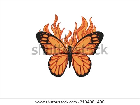 flame butterfly orange vector design