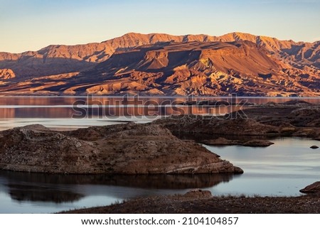 Drought Low Lake Level in Lake Mead National Rection Area  
Nevada Royalty-Free Stock Photo #2104104857