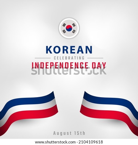Happy South Korea Independence Day August 15th Celebration Vector Design Illustration. Template for Poster, Banner, Advertising, Greeting Card or Print Design Element