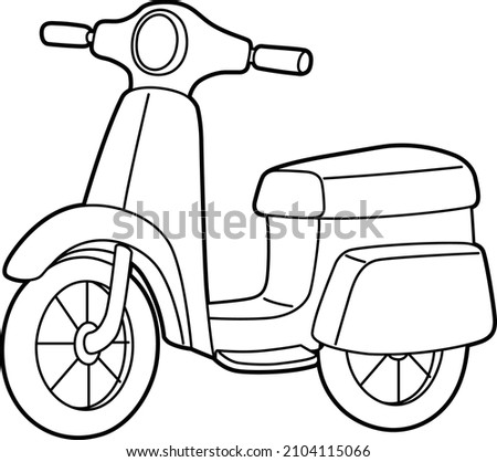 Scooter Coloring Page Isolated for Kids