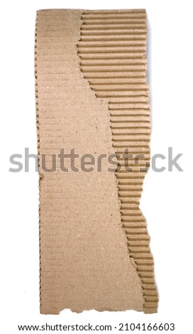 Kraft paper texture striped pattern for wrapping. texture background. ripped piece of cardboard isolated on white background. Cardboard with torn edges, top view. Royalty-Free Stock Photo #2104166603
