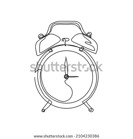 Continuous one simple single abstract line drawing of clock icon in silhouette on a white background. Linear stylized.